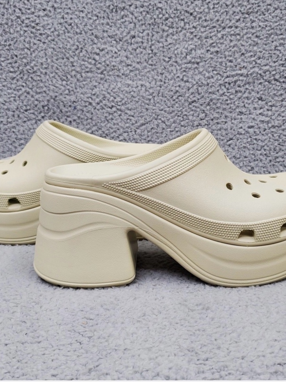 Crocs Siren Clog Womens Size 8 Bone (Beige) 3.5" Heel Slip On 208547-2Y2 - Picture 4 of 6